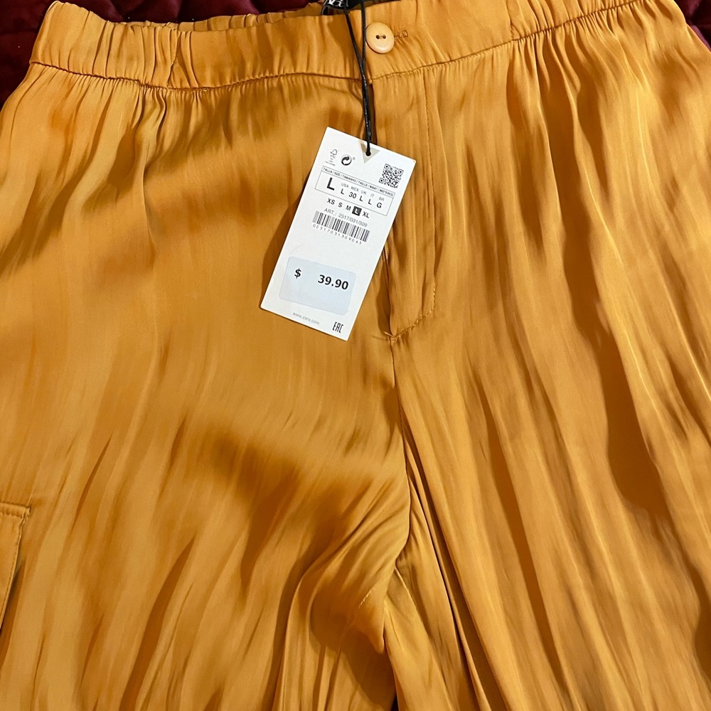 Zara gold silk haram pants